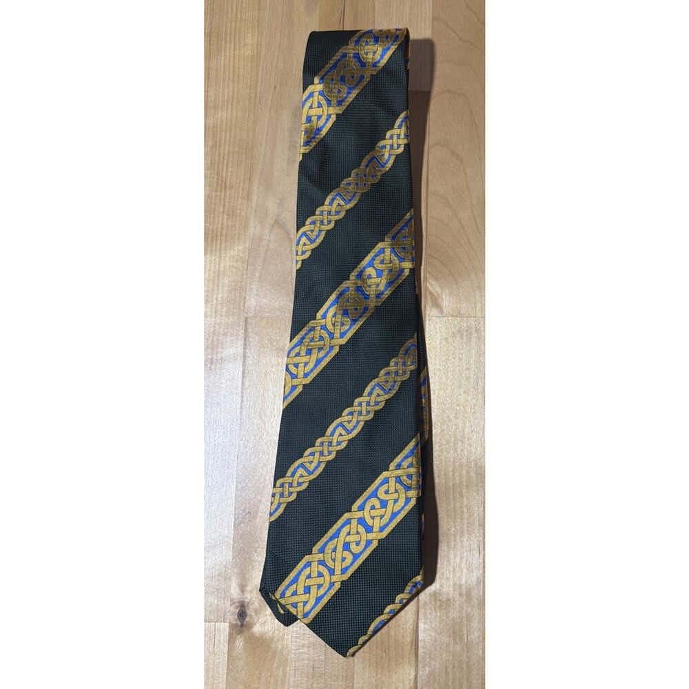 Patrick Francis Ireland Celtic Green Gold Blue Pure Silk Tie